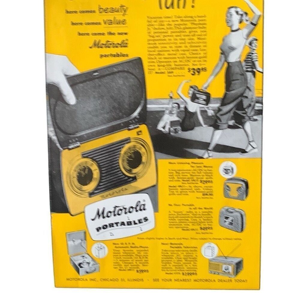 Vintage 1949 Motorola Portables Here Comes Fun Ad Advertisement